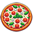 image of a pizza with a single slice being removed - vector image