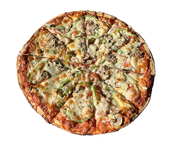 image of Station Pizza's Pizza Au Naturel with homemade tomato sauce, cheese, onions, mushrooms, green peppers, sliced tomatoes