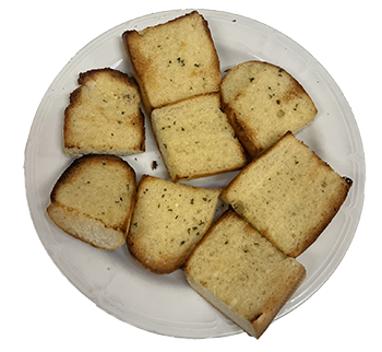 plate of eight square slices of plain garlic bread