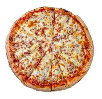 image of Station Pizza's Meat Lovers Pizza with homemade tomato sauce, cheese, pepperoni, bacon, salami, ham